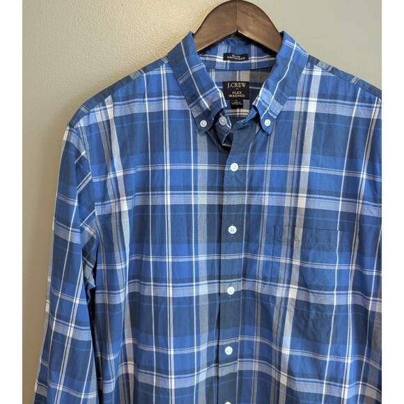 J.Crew Size Large Mens Shirt Untucked Slim Stretch Flex Washed Blue Button L - Picture 3 of 5